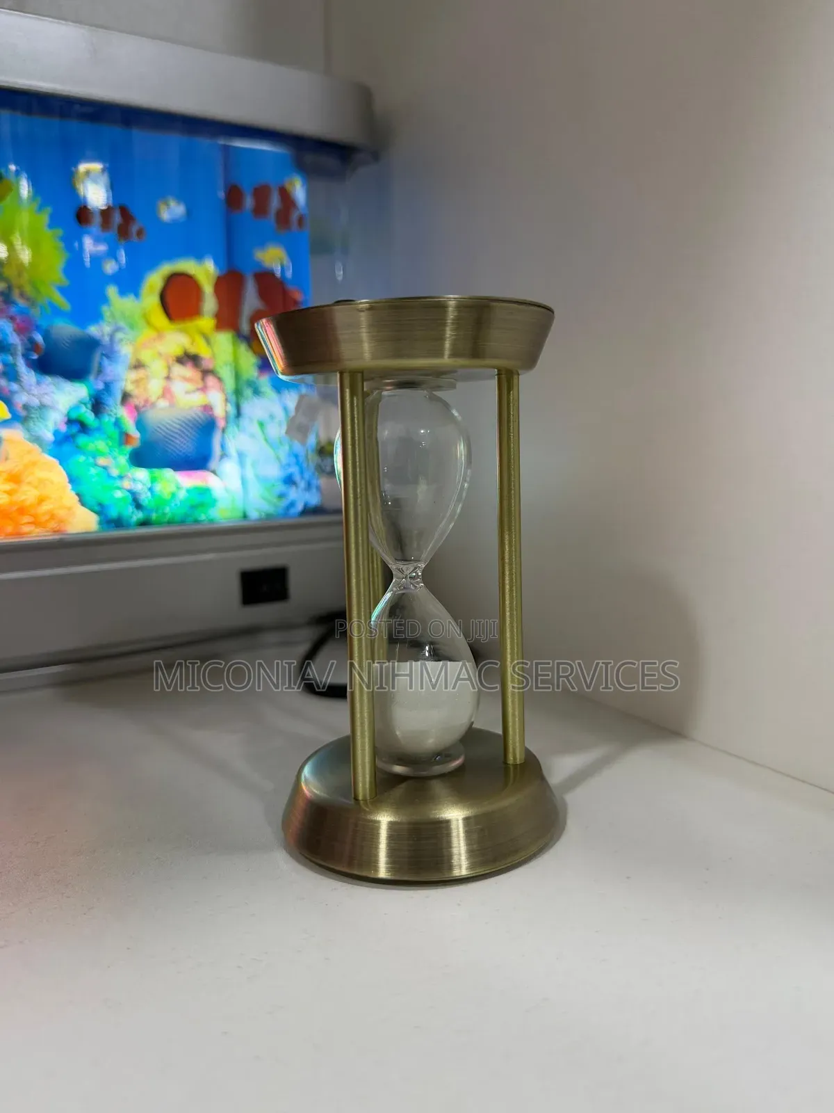 Decorative Brass-Finish Metal Hourglass Sand Timer