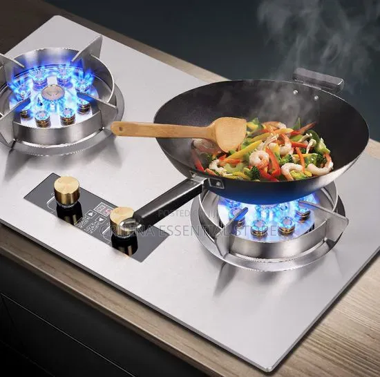 Double Burner Rust-Resistant Stainless Steel Gas Stove, Display Panel