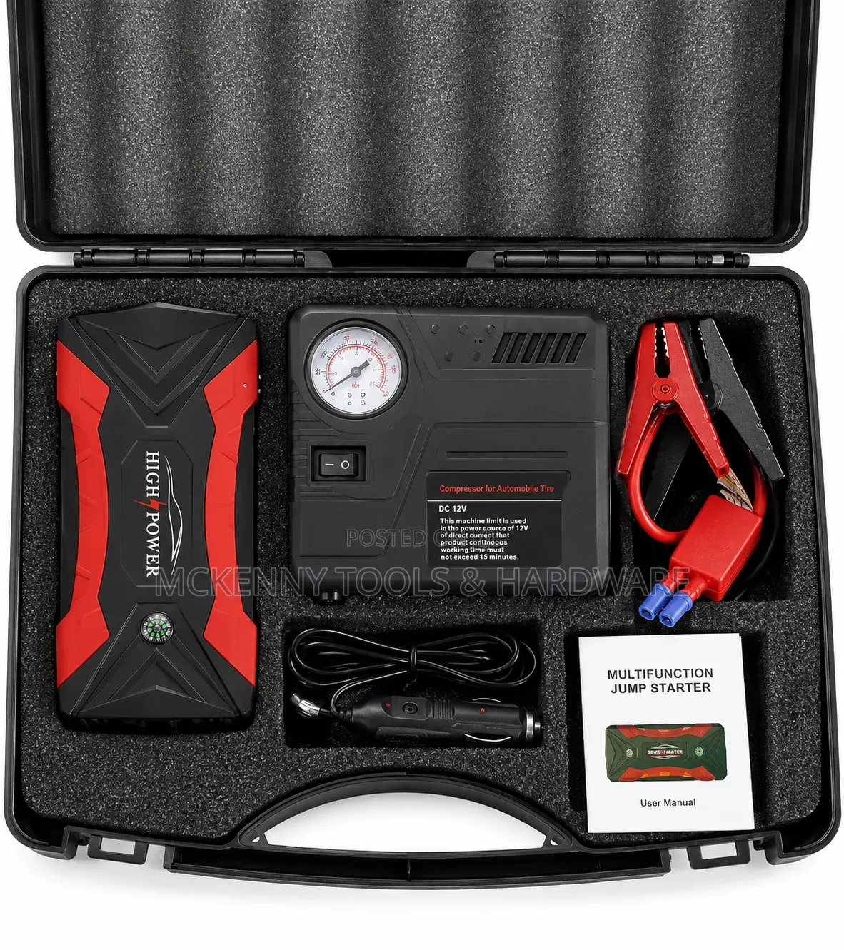 High Power Car Jump Starter + 12v Air Compressor
