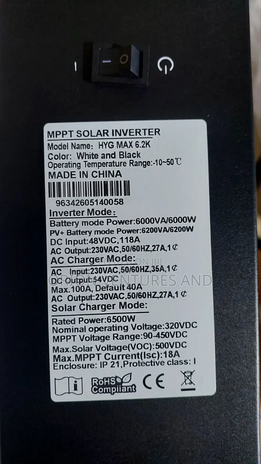 6.2kW 48V Hybrid Inverter -Battery Independent Inverter