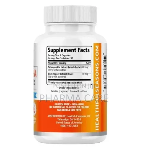 High Potency Ashwagandha With Black Pepper -60 Capsules
