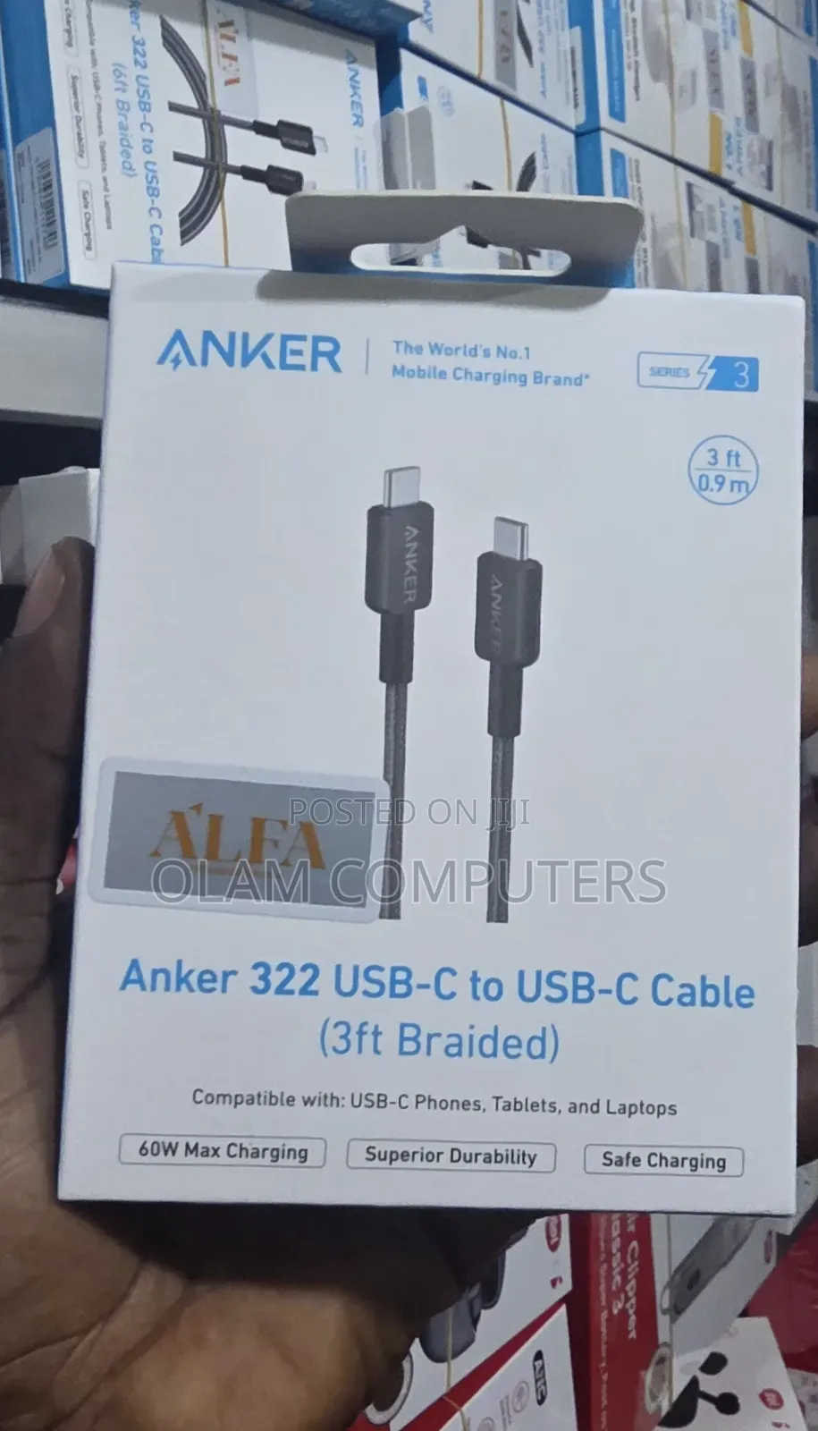 ANKER 322 USB-C to USB-C Cable (3ft Braided)