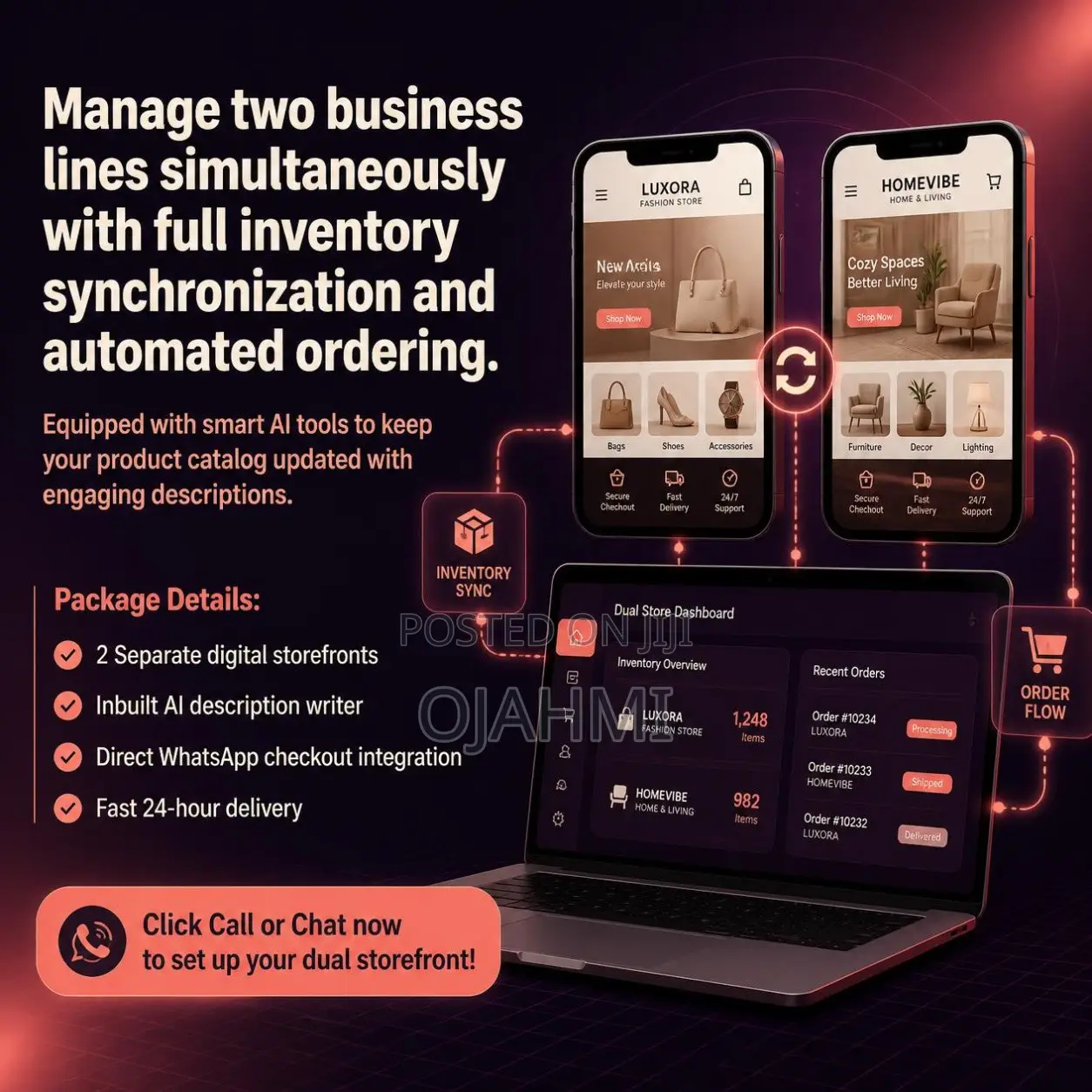 Scalable 2-Store Commercial Website With AI Engine