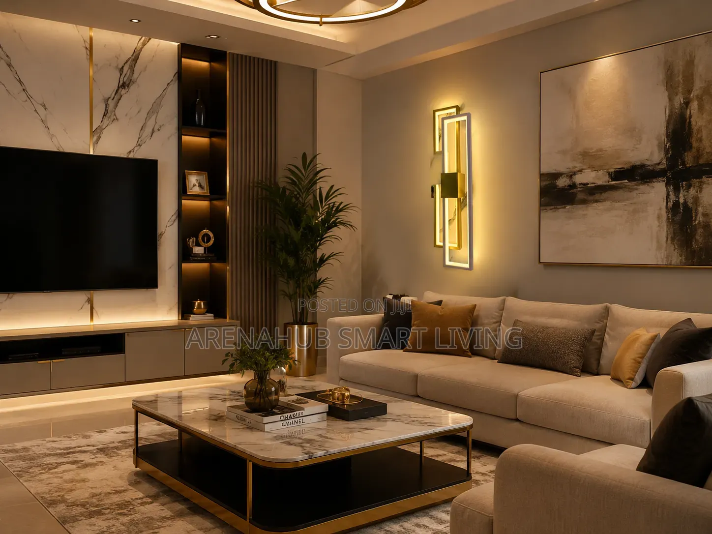 A Light Luxury Microcrystalline Stone Coffee Table