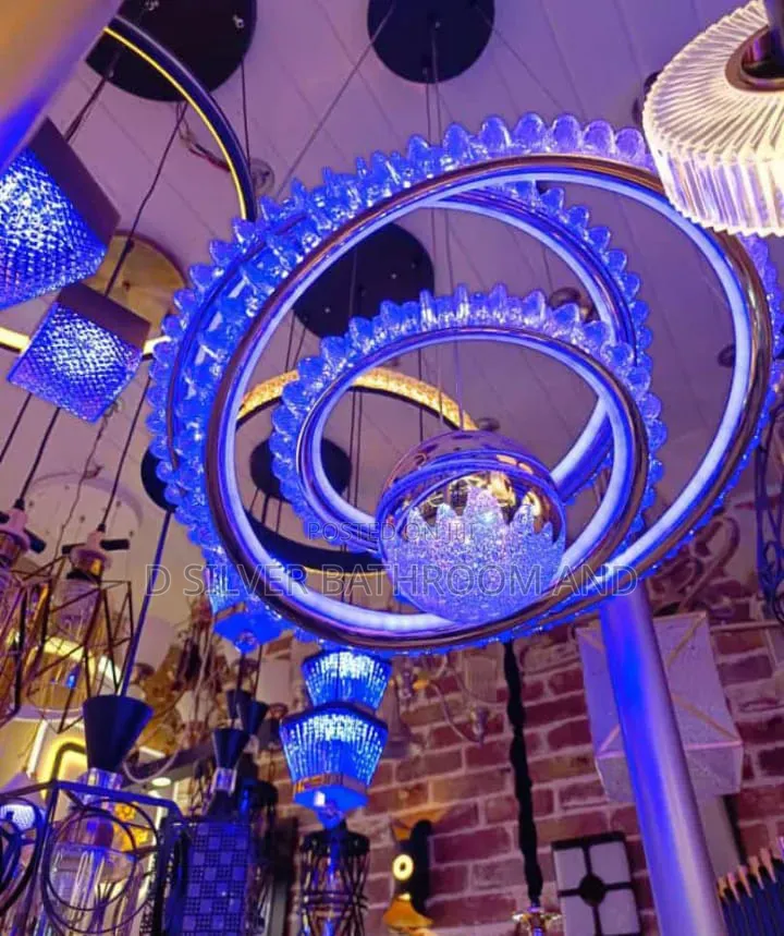 LED Crystal Ring Chandelier With Color-Changing Light