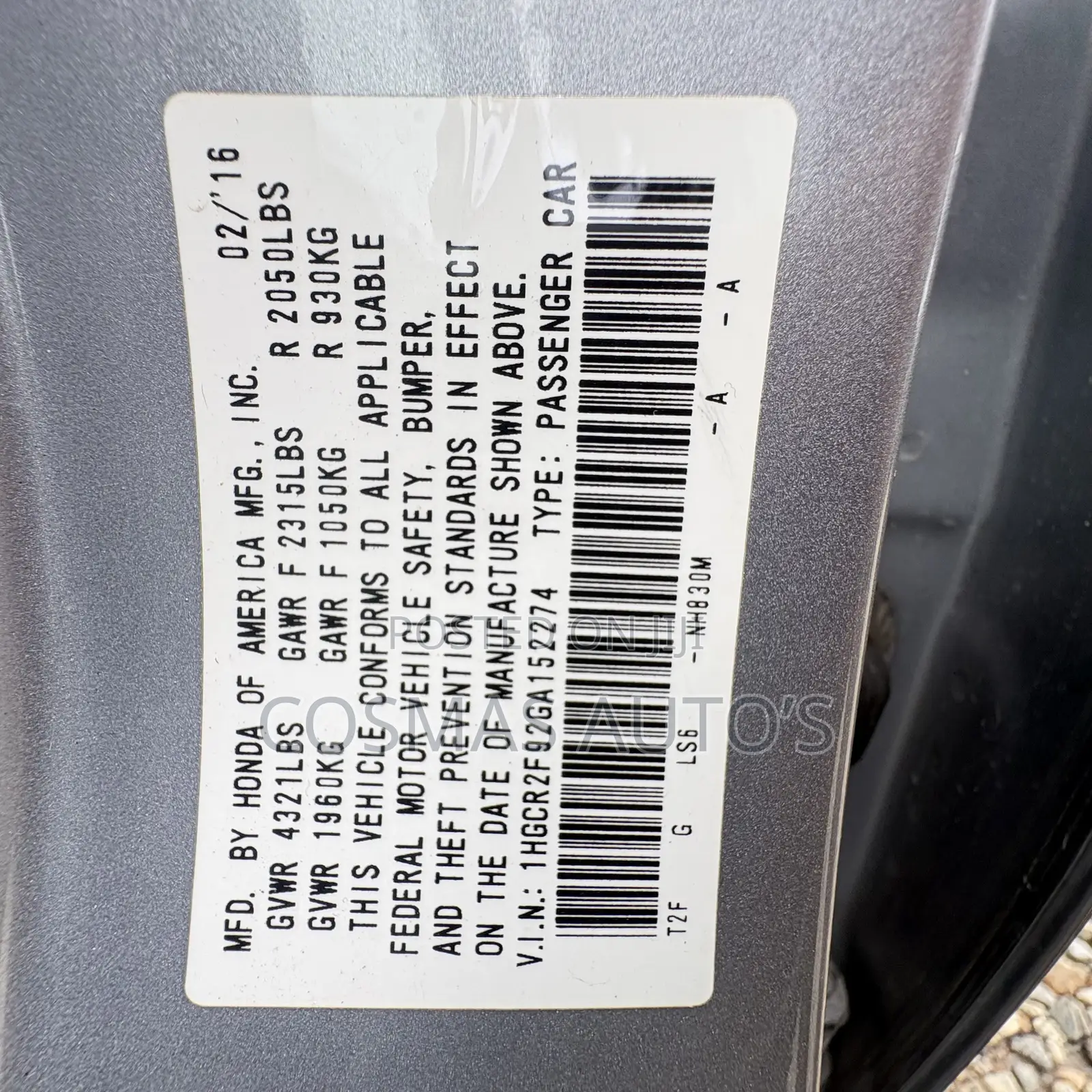Honda Accord 2016 Silver