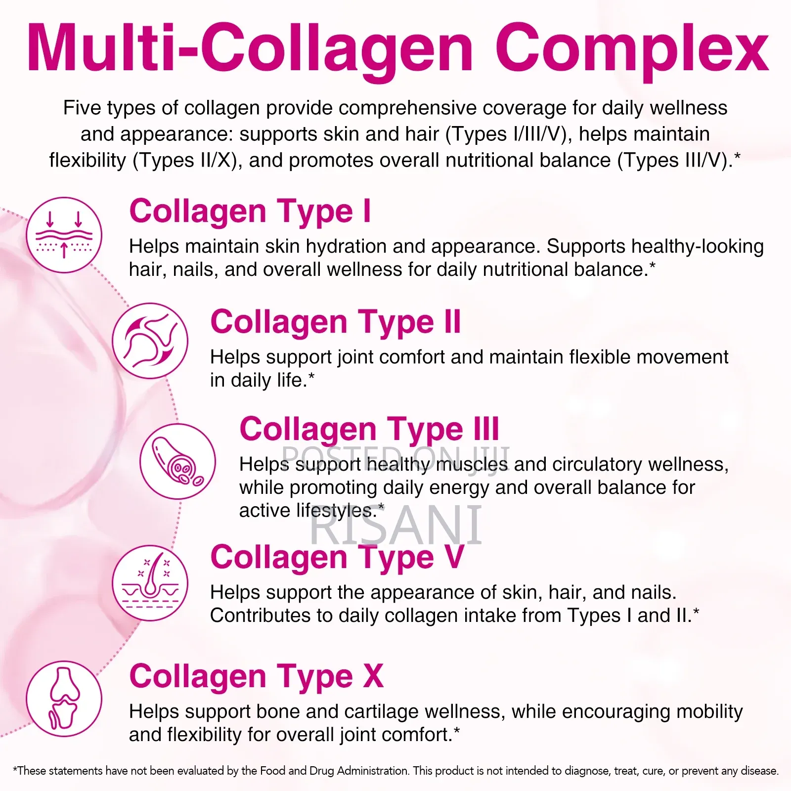 Multi Collagen With 5 Types , for Healthy Skin, Hair, Nails, Joints