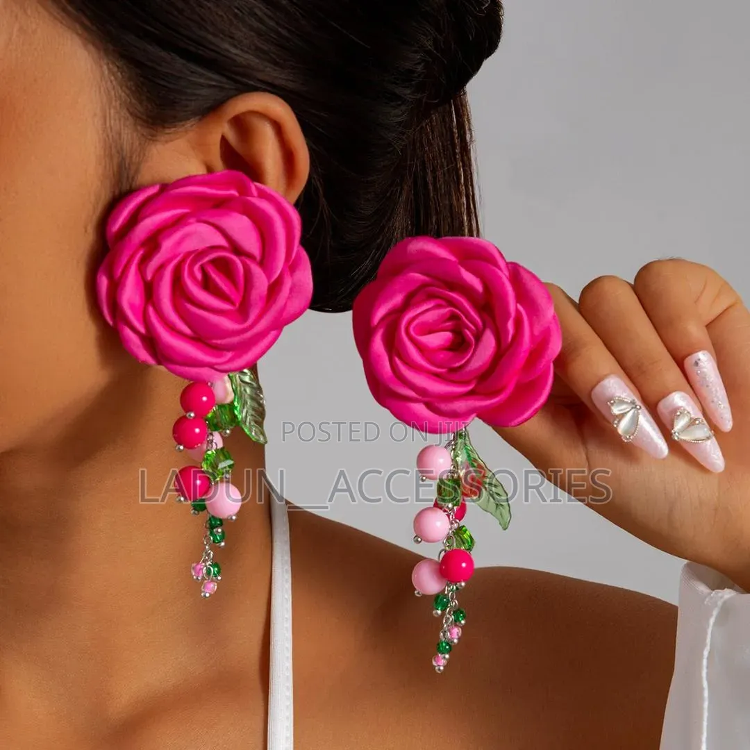 Colorful Rose Flower Earrings