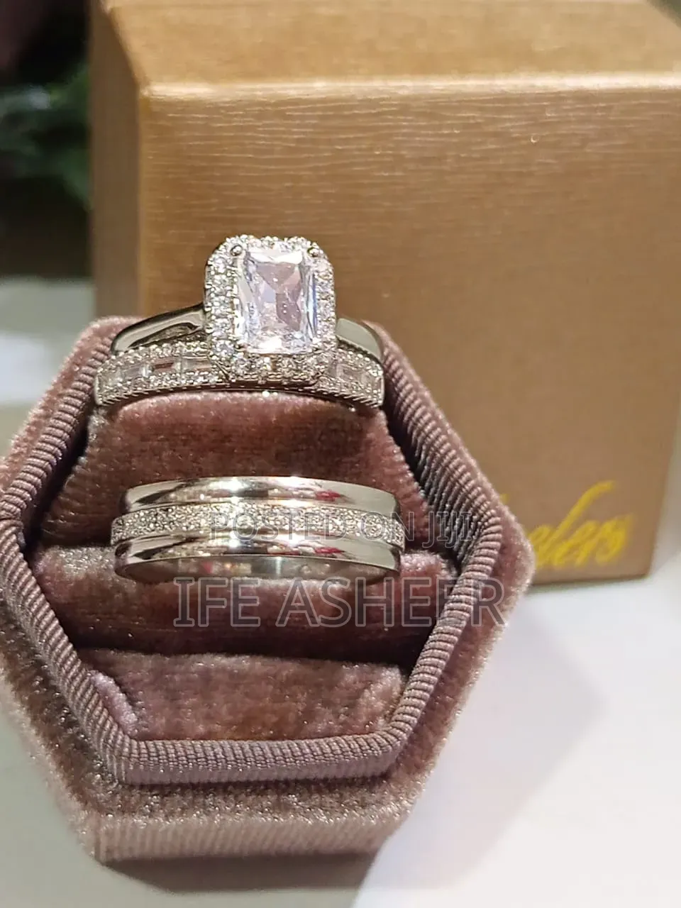 Glitters Couples Set of Silver Wedding Ring G002 - Silver