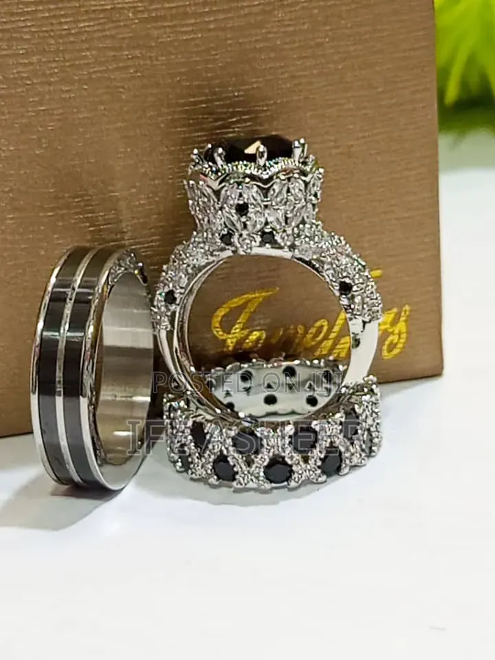 Luxury Bold Couples Set of Silver Wedding Ring - G004