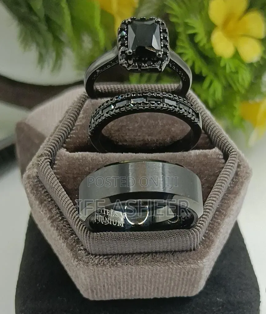 Glitters Couples Set of Black Ring - Glit004