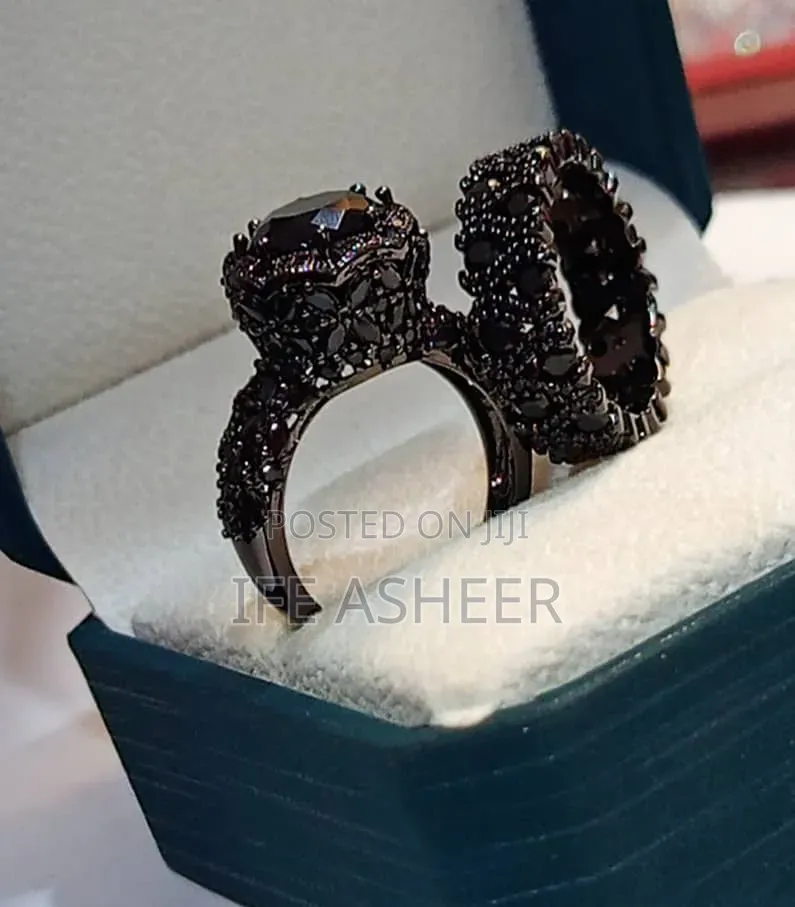 Glitters Couples Set of Black Ring G006 - Black