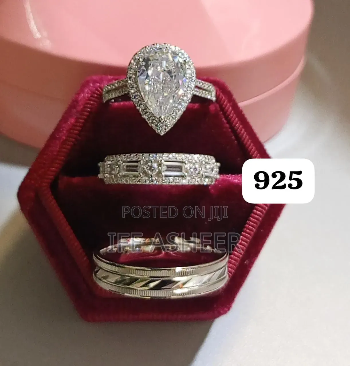 Luxury Couples 925 Silver Set of Wedding Ring - B008