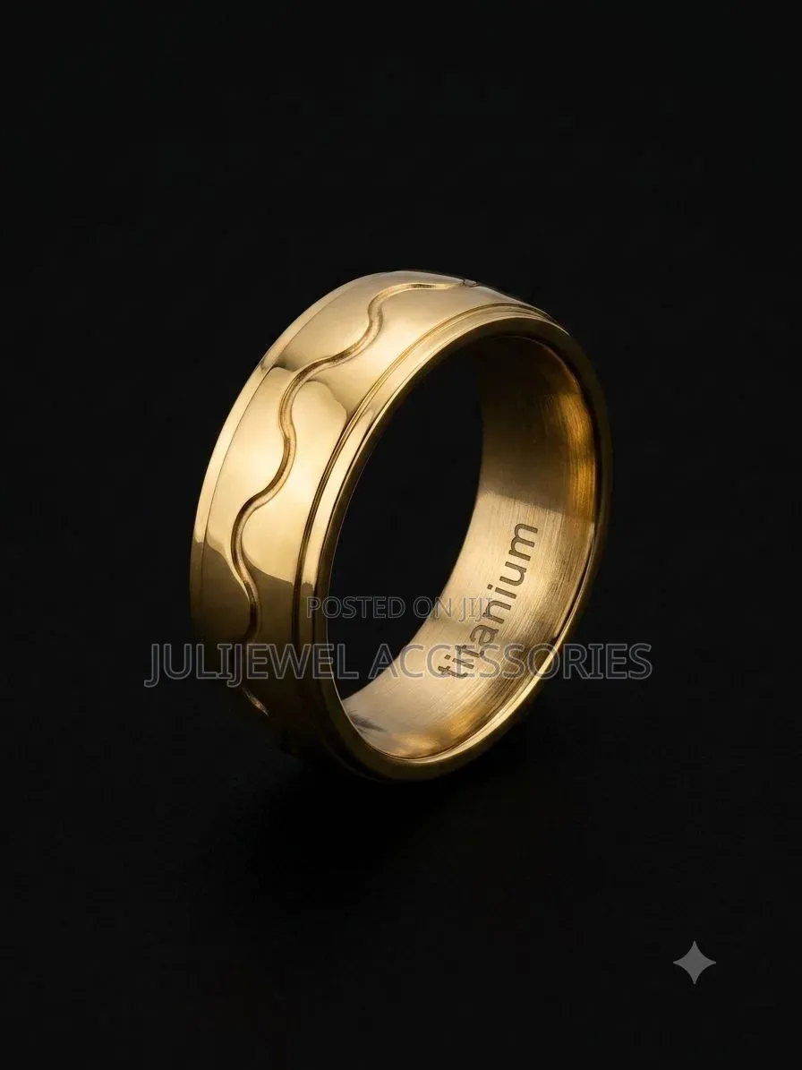 Original Non Tarnish Men Titanium Groom Band Ring Black/ Silver/ Gold