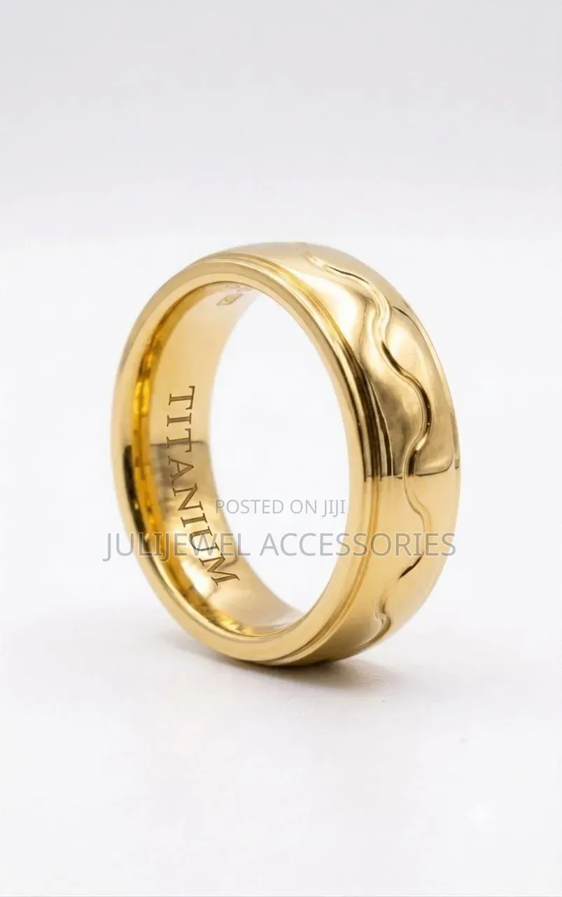 Original Non Tarnish Men Titanium Groom Band Ring Black/ Silver/ Gold