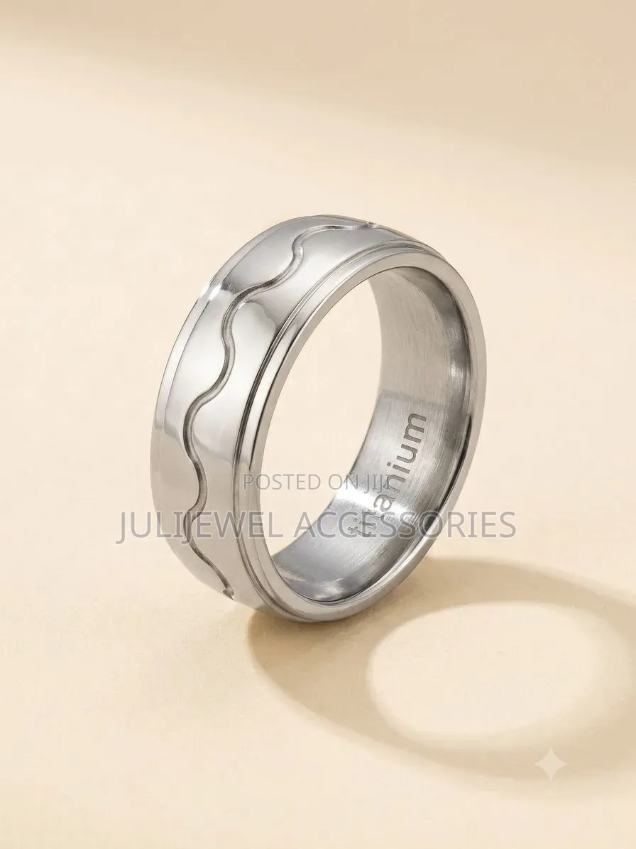 Original Non Tarnish Men Titanium Groom Band Ring Black/ Silver/ Gold