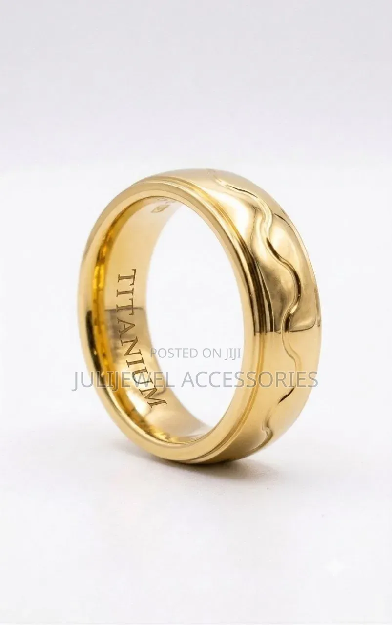 Original Non Tarnish Men Titanium Groom Band Ring Black/ Silver/ Gold