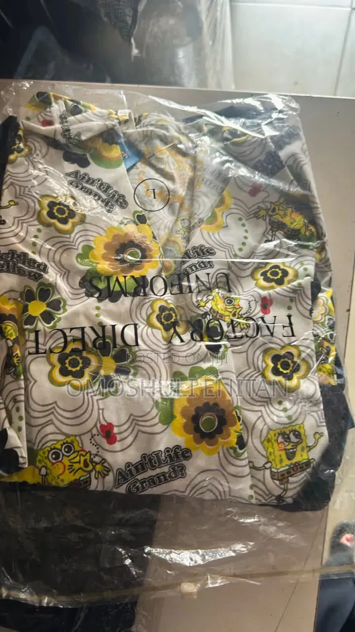 Floral Scrubs Top With Plain trousers.Two Piece