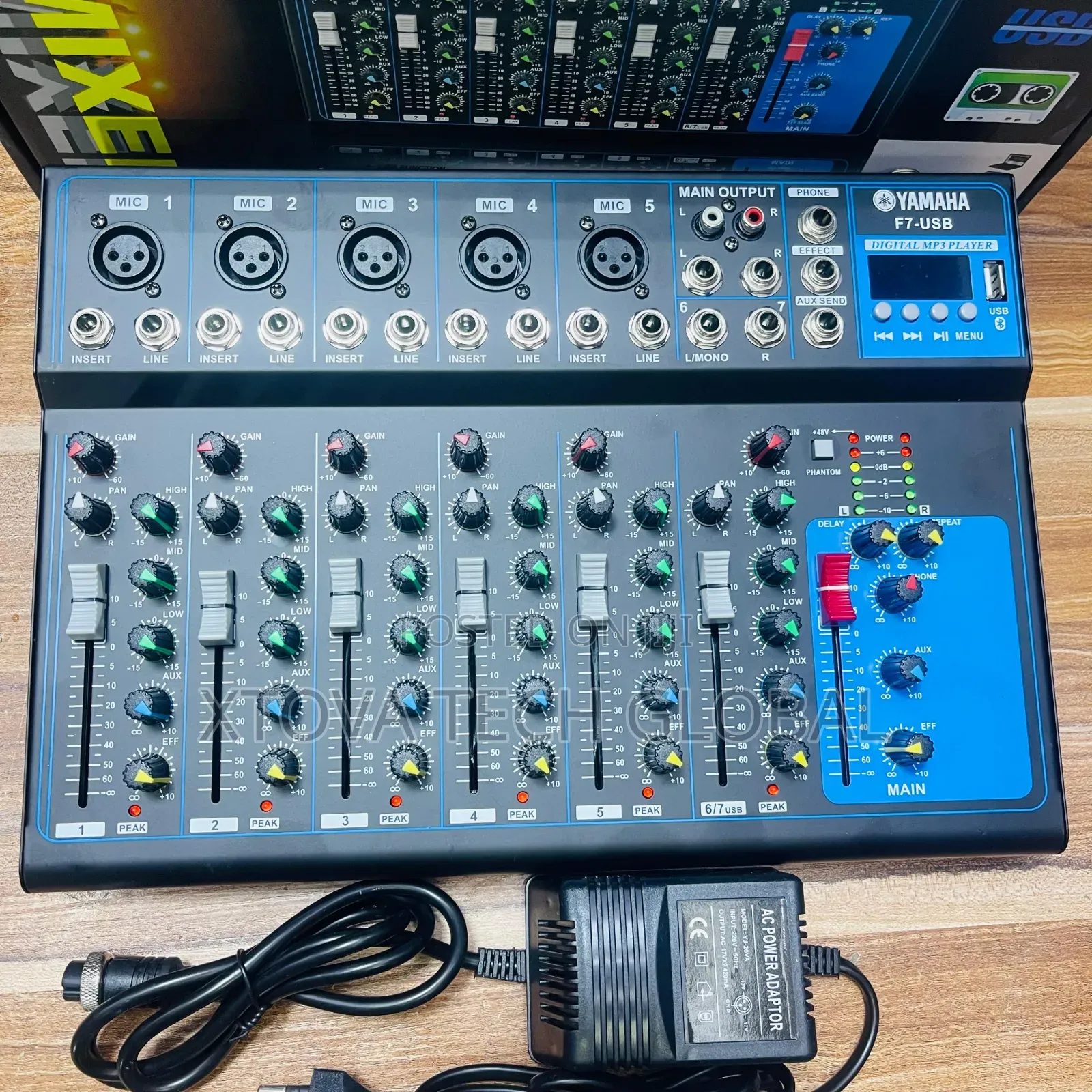 Professional 7-Channel Audio Mixer With USB, MP3 & 48V Phantom Power