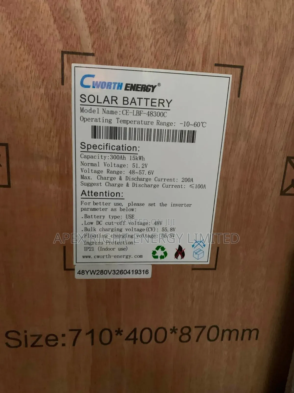 15kwh Cworth Lithium Battery Newest Model 51.2v 8-Years Warranty
