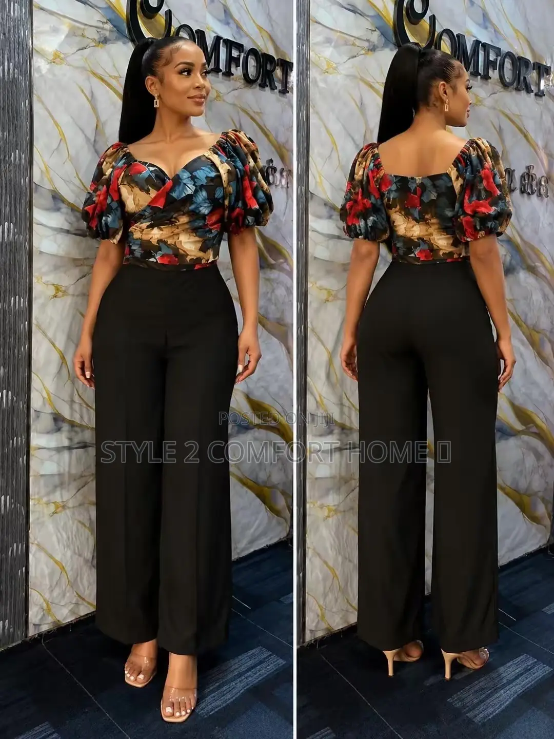 2-Piece Wrap Top&palazzo Pant