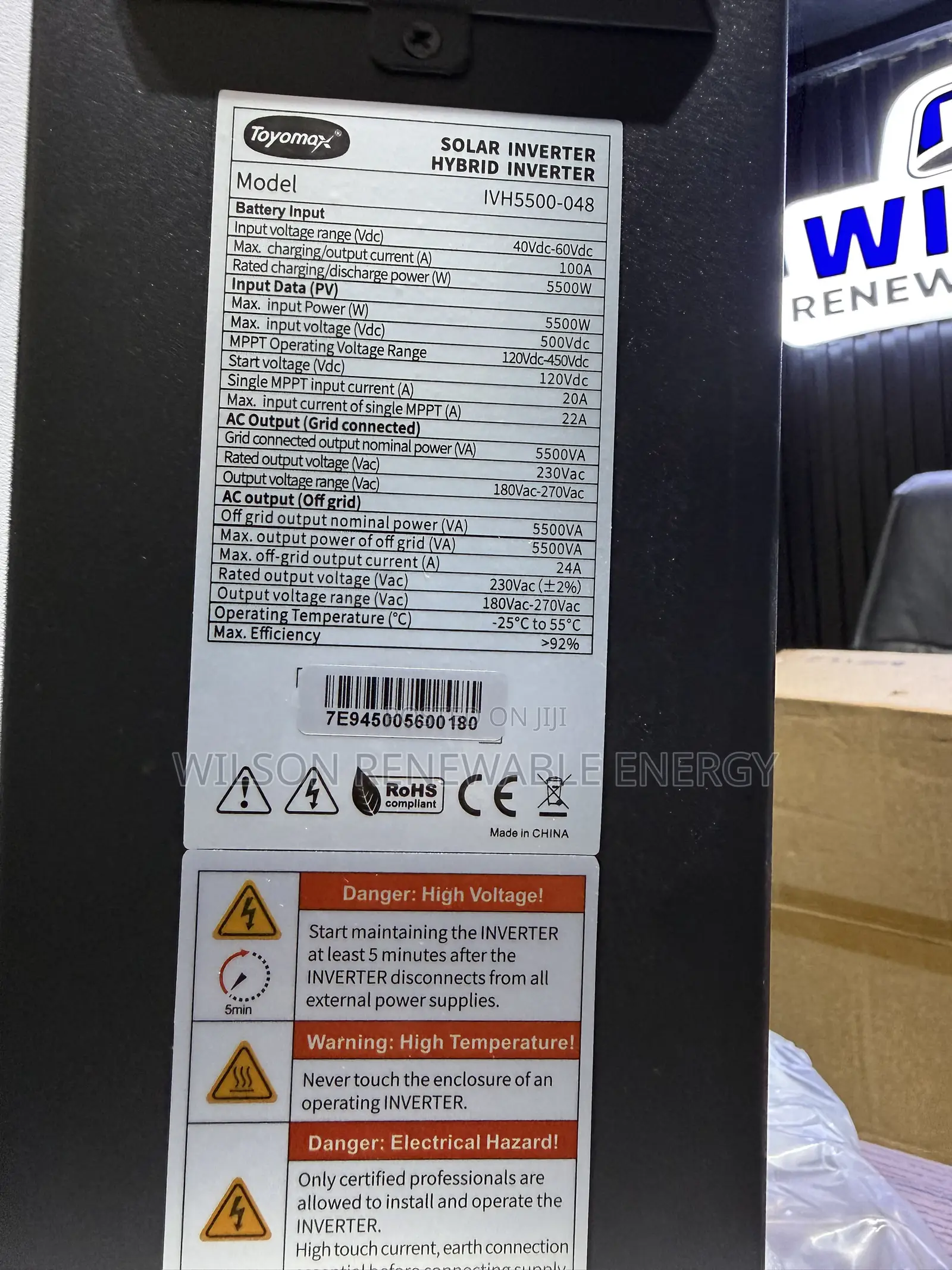 Toyomax 5.5kva 48v Solar Hybrid Inverter