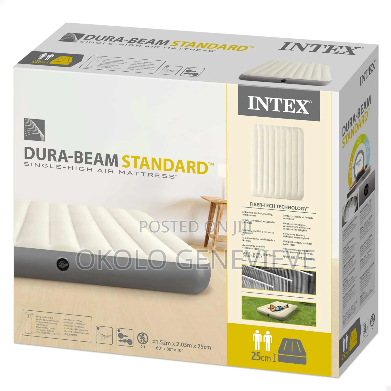 Intex Durabeam 5 X 6 Inflatable Mattress With Pump Cream Color