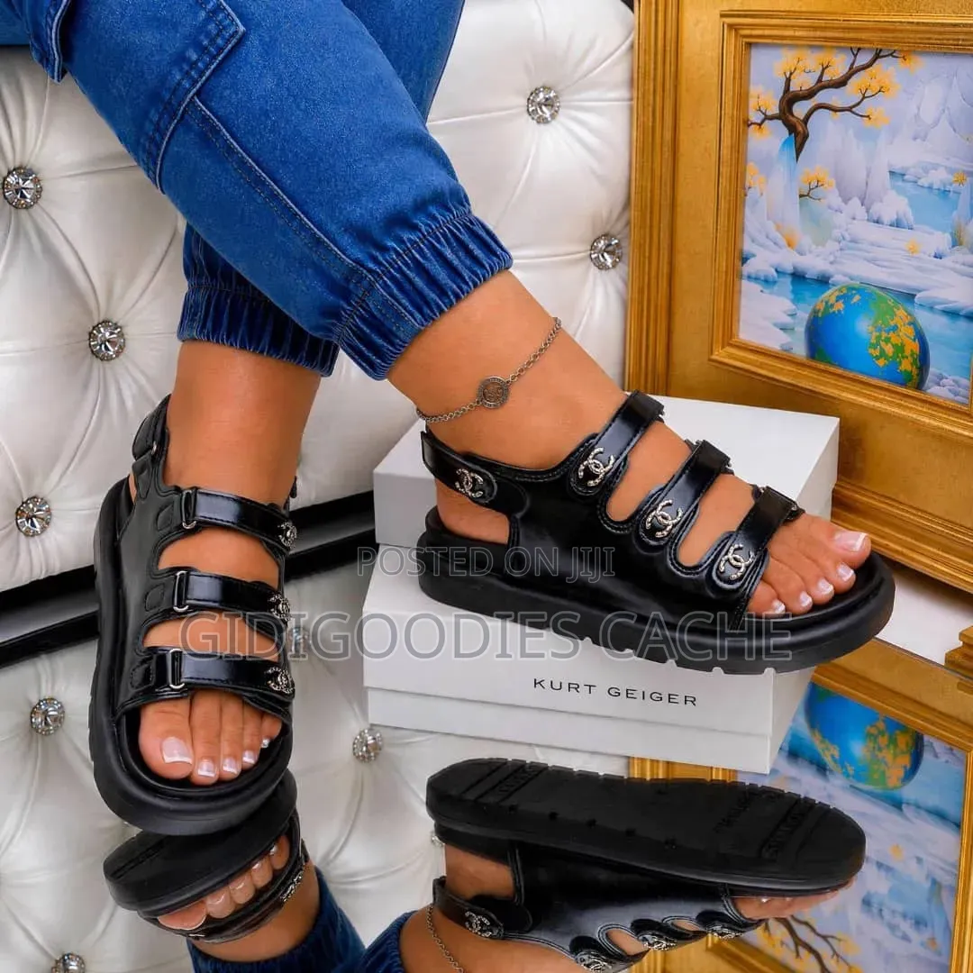Women’s Flat Platform Sandals Pink/White/Black in Size 37-42