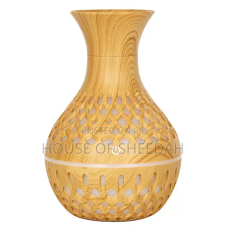 300ml USB Wood-Grain Hollow Vase-Shaped Aroma Humidifier