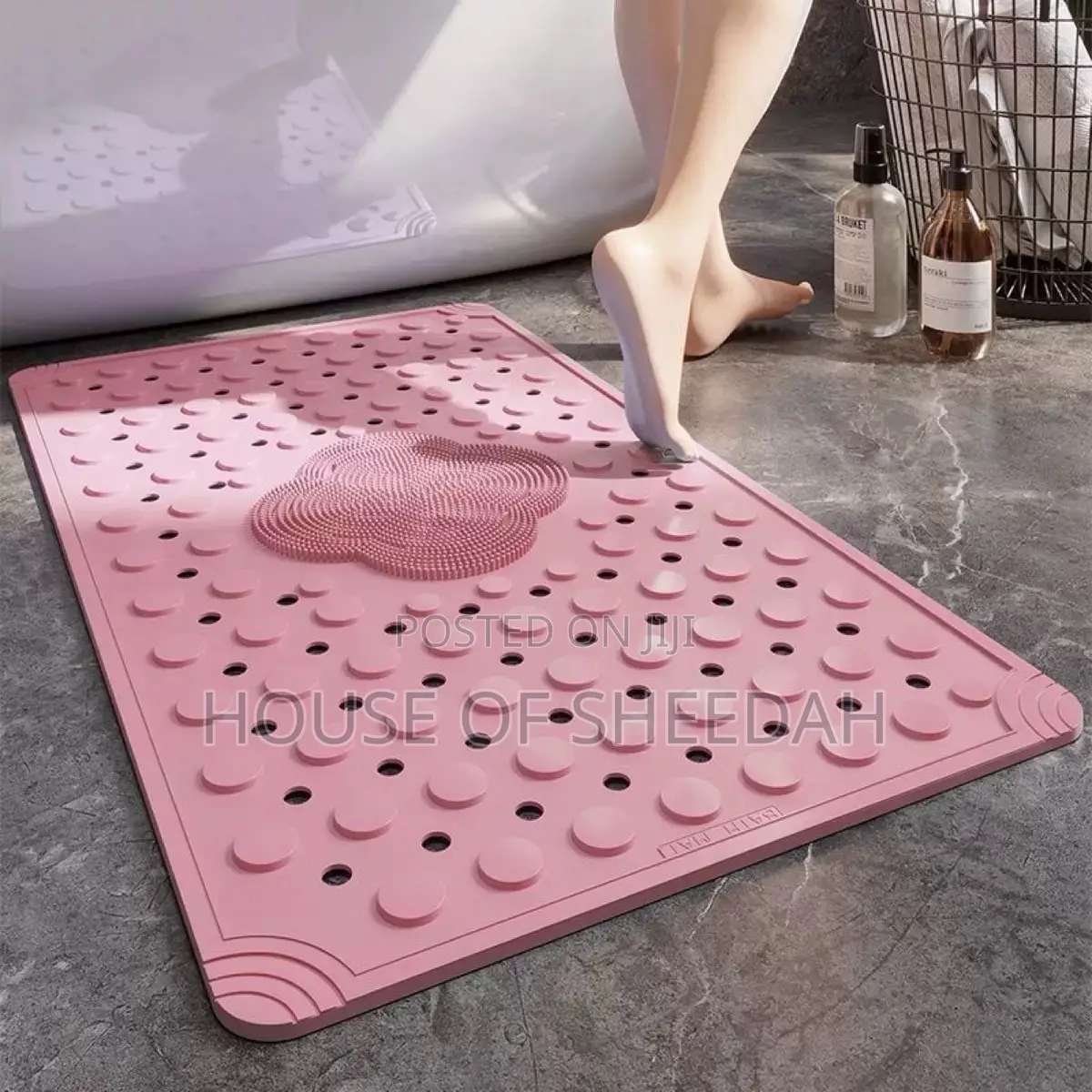 Anti Slip PVC Bath Mat With Flower Shape Leg Masager