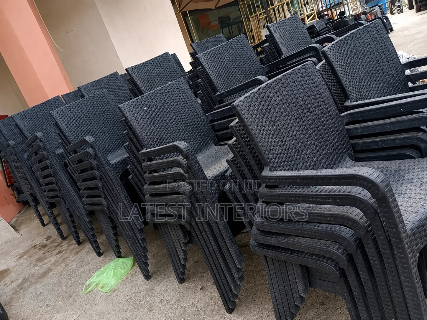 Rattan Design Plastic Chair | Strong Stackable Outdoor/Garden Chair