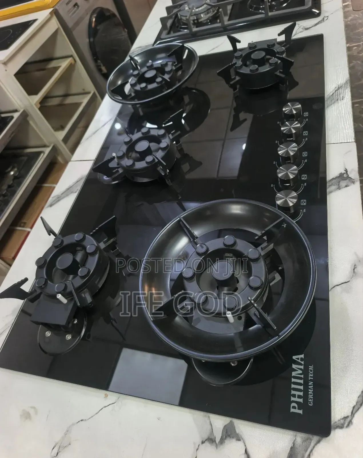 Original PHIIMA Built-in Flips Up 5 Burners With Blueflame Light Gas.