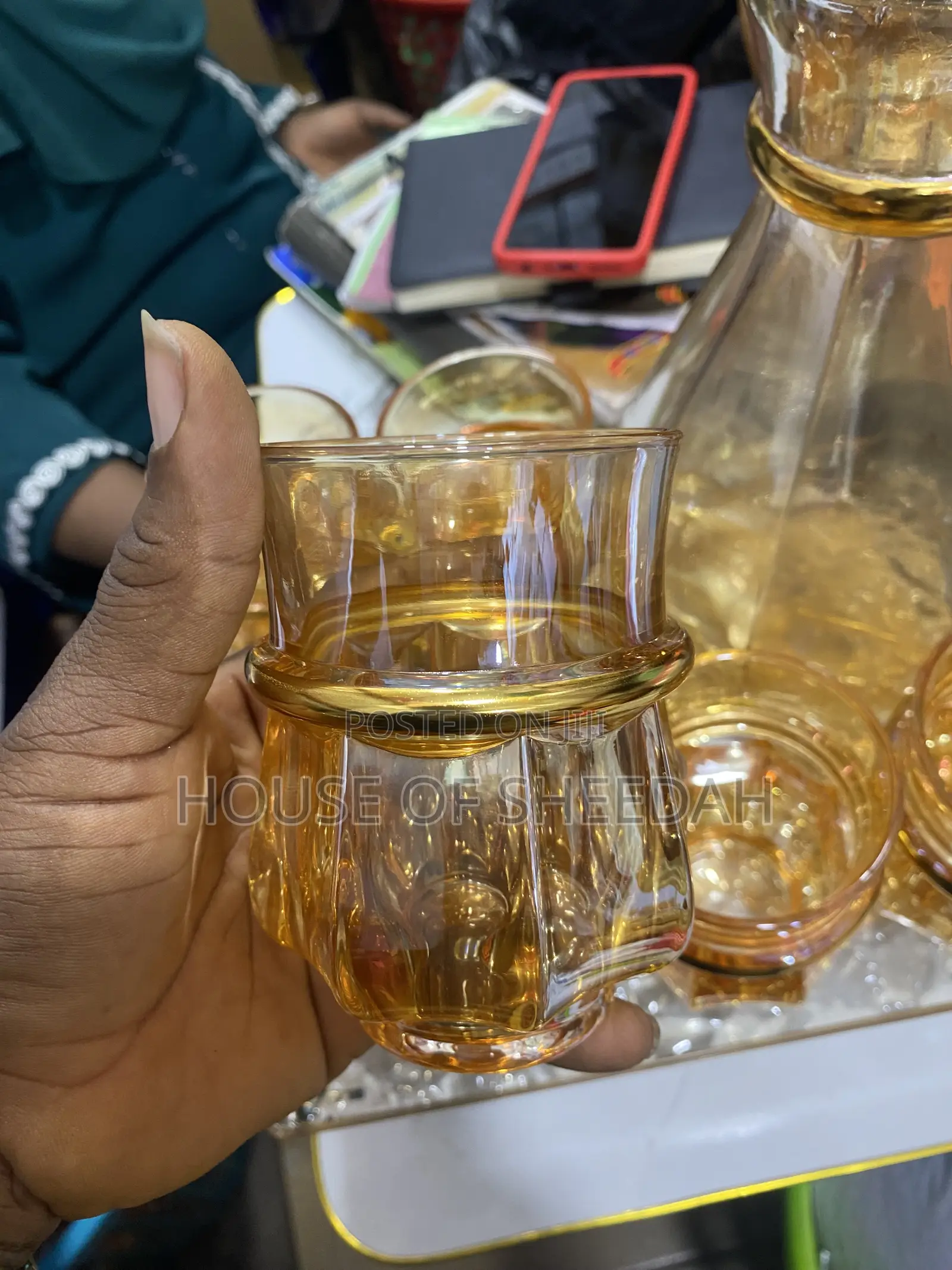 Edmund 8-Piece Amber Glass Water Set