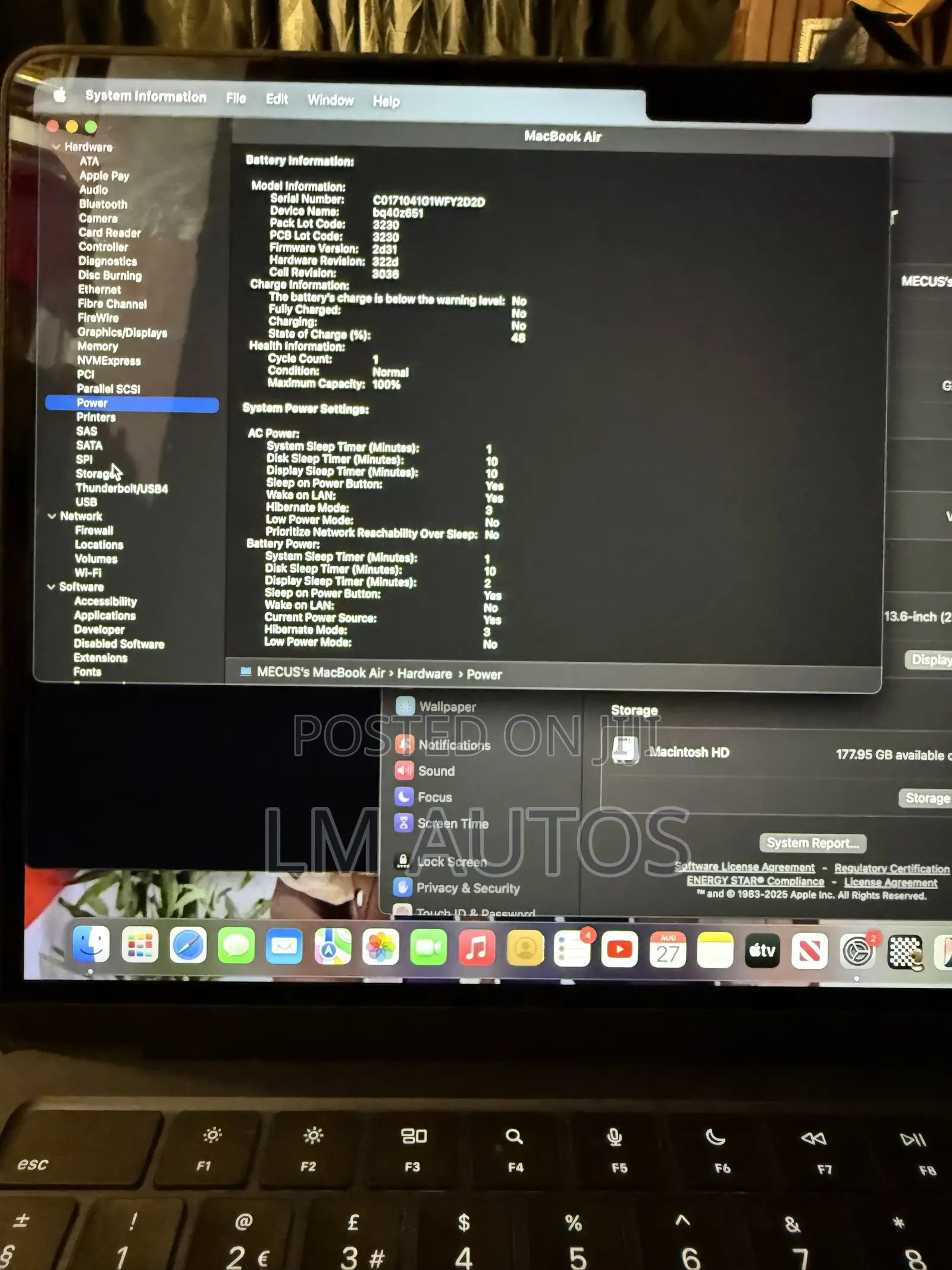 Laptop Apple MacBook Air 2022 M2 8GB Intel Core M2 SSD 128GB