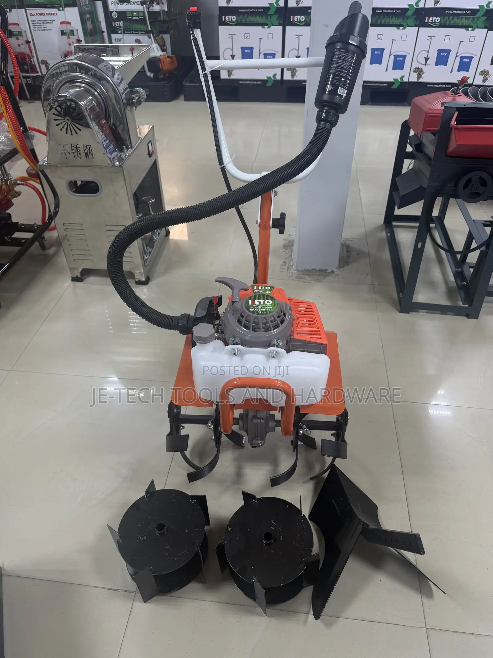 RETO 62cc Petrol-Powered Mini Power Tiller,Ridger, & Weeder Machine