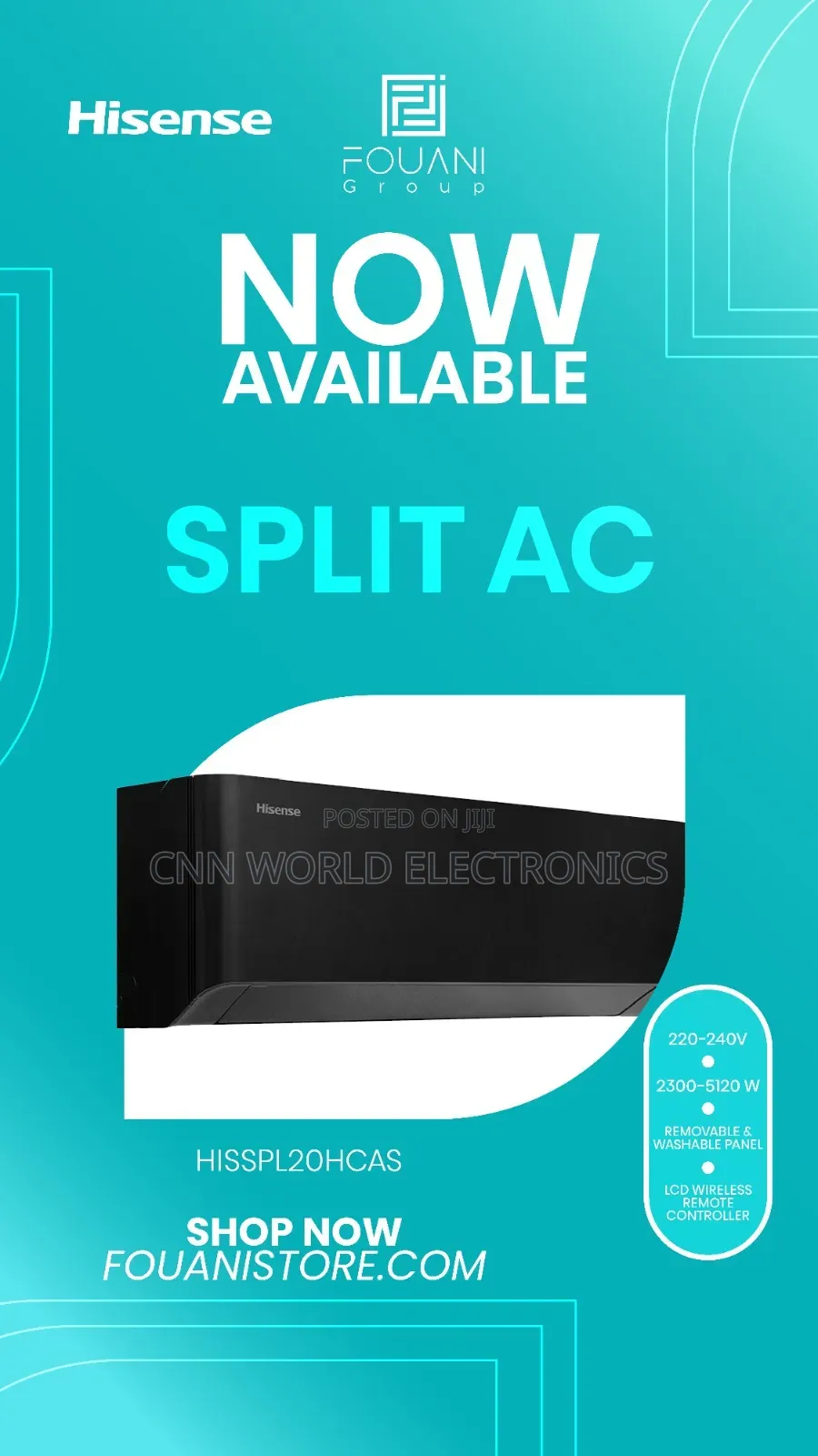 Brand New Hisense 1.5hp SPL Cas Black AC Inverter Copper Super Cooling