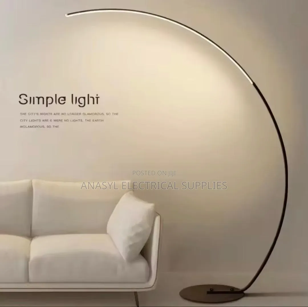 Modern Arc LED Curved Black Stem Floor Lamp.