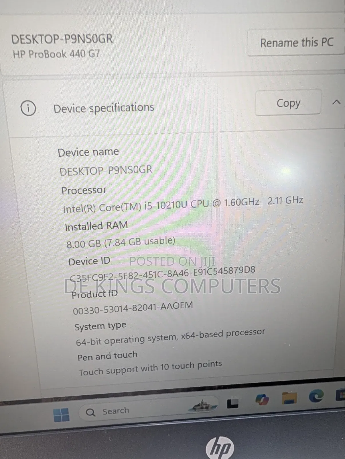 Laptop HP ProBook 440 G7 8GB Intel Core i5 SSD 256GB