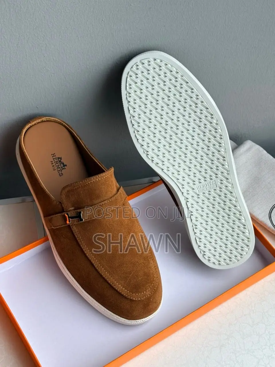 Hermes Nubuck Slip on Loafers