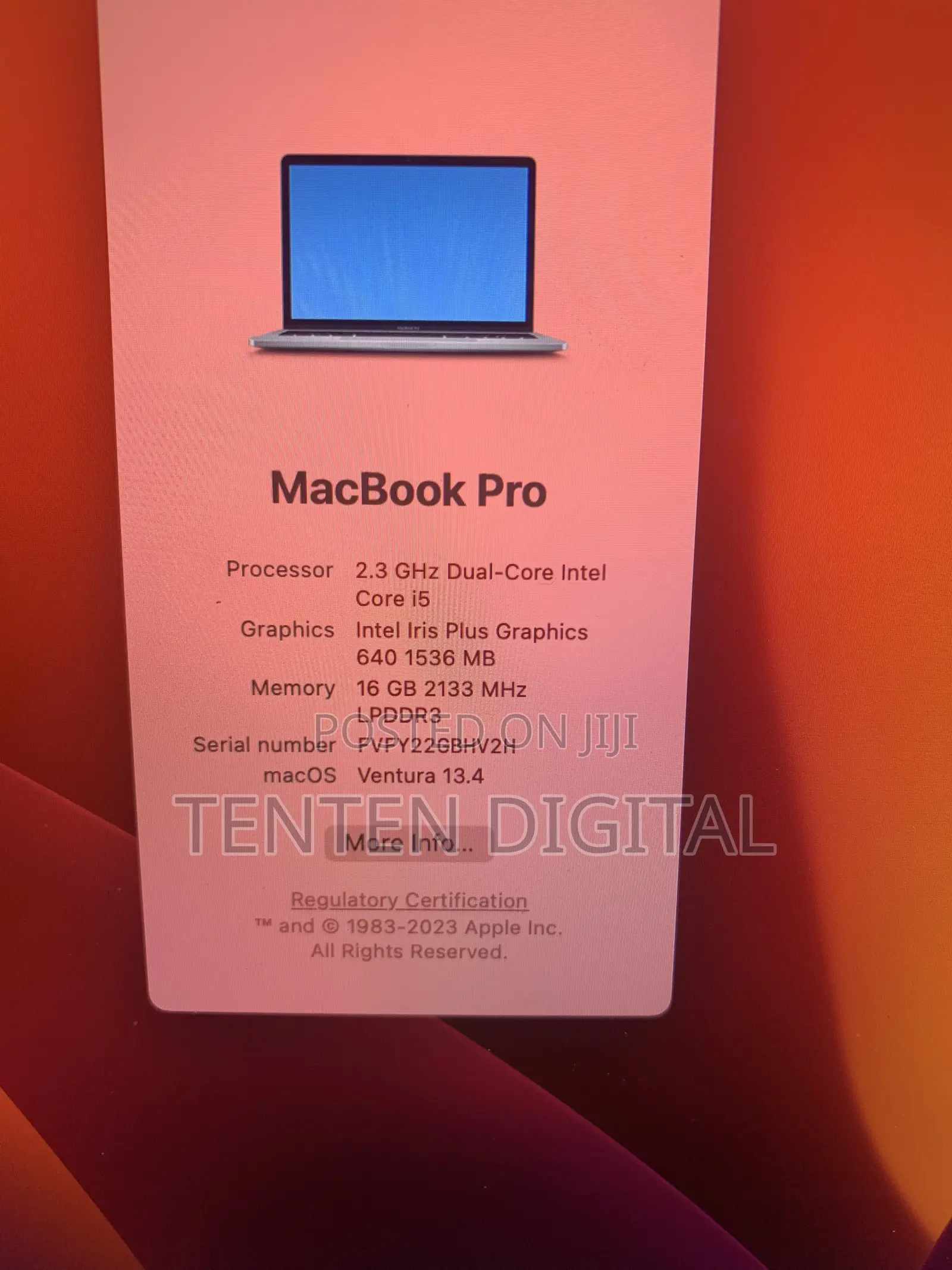 Laptop Apple MacBook Pro 2017 16GB Intel Core i5 SSD 512GB