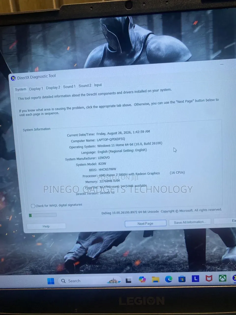 Laptop Lenovo Legion 5 32GB AMD Ryzen 7 SSD 512GB