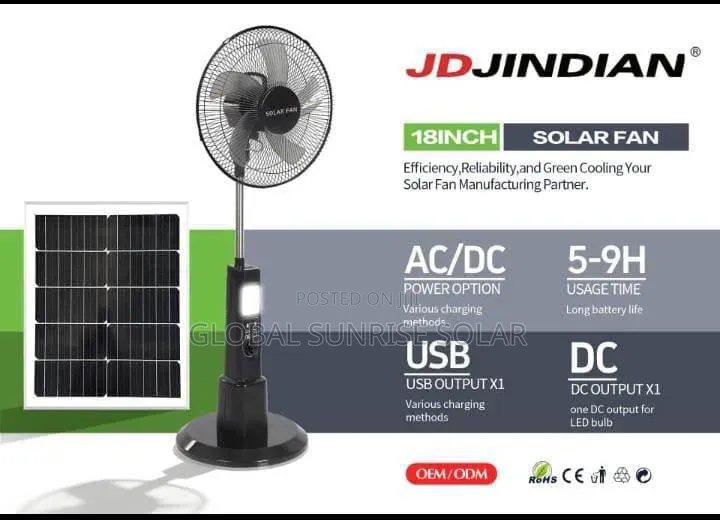 18 Inch Rechargeable Solar Fan