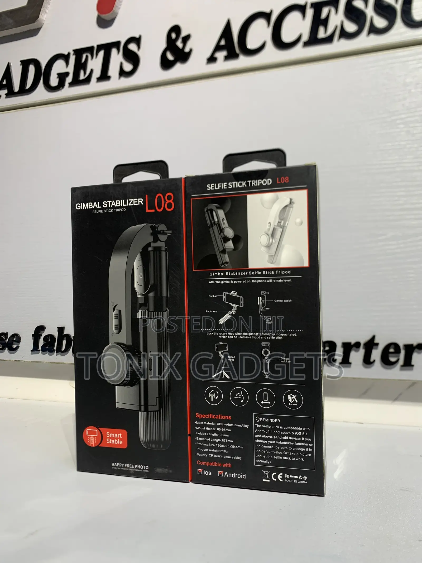 Stabilizer + Selfie Stick + Tripod for Smart Mobile Phones – L08