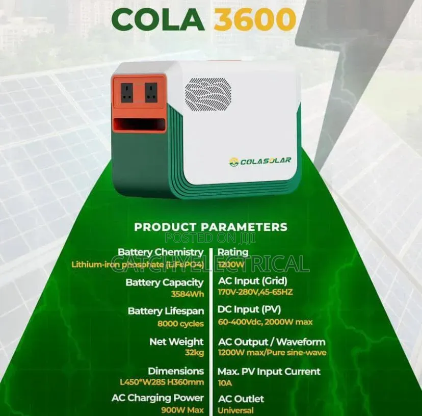 3.6kwh Cola Solar Generator 1200w