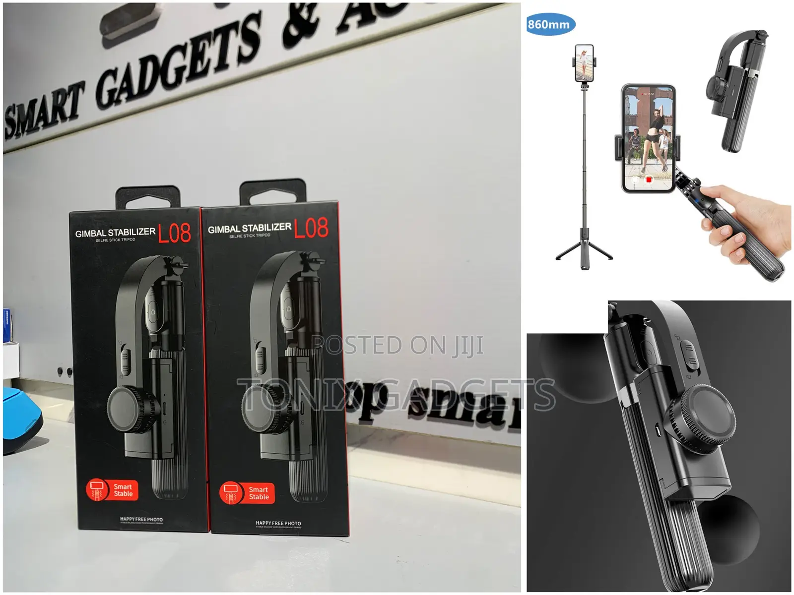 Stabilizer + Selfie Stick + Tripod for Smart Mobile Phones – L08