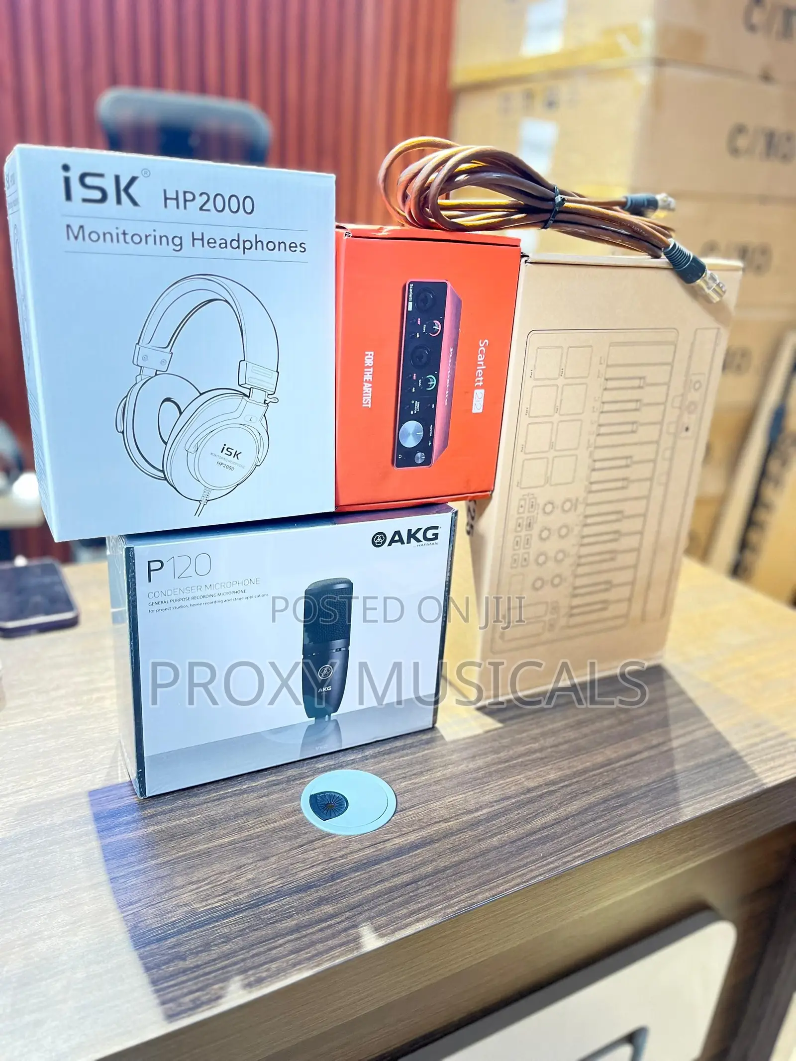 Scarlett 2i2, AKG P120 Mic, Mvave Midi Keyboard, iSK Headphone & Cable