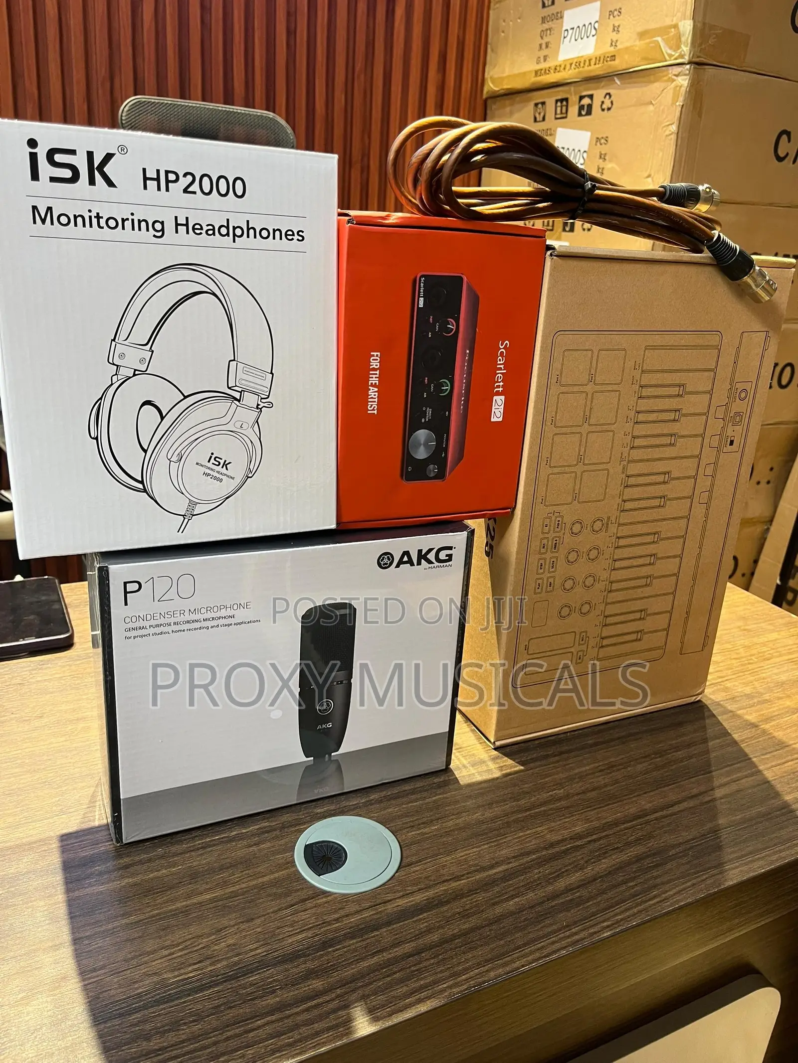 Scarlett 2i2, AKG P120 Mic, Mvave Midi Keyboard, iSK Headphone & Cable