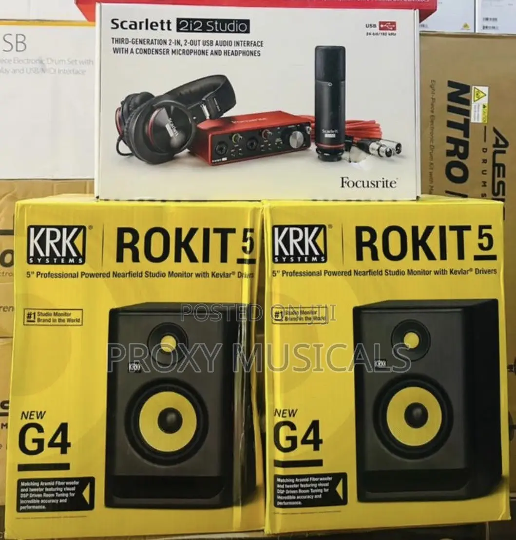 KRK Rokit 5 G4 Studio Monitor & Scarlett 2i2 Studio Bundle