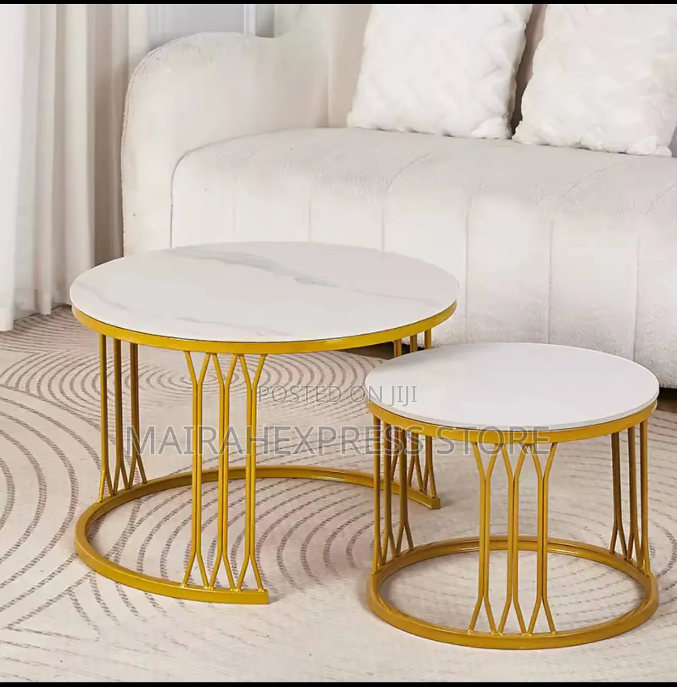 Real Marble Double Center Table With a Shinny Steel Leg T461