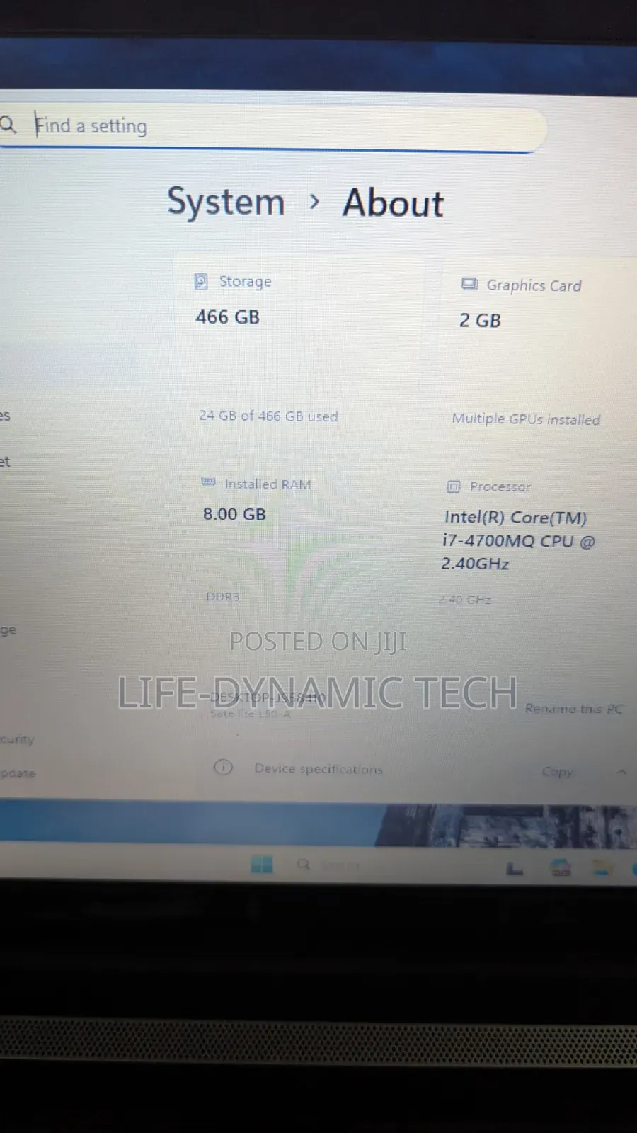 Laptop Toshiba Satellite L50 8GB Intel Core i7 HDD 500GB